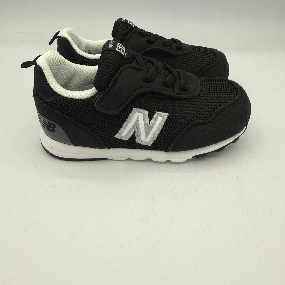 New Balance 515 Sneaker Kids 5 Black White Hook and Loop NW515BLK